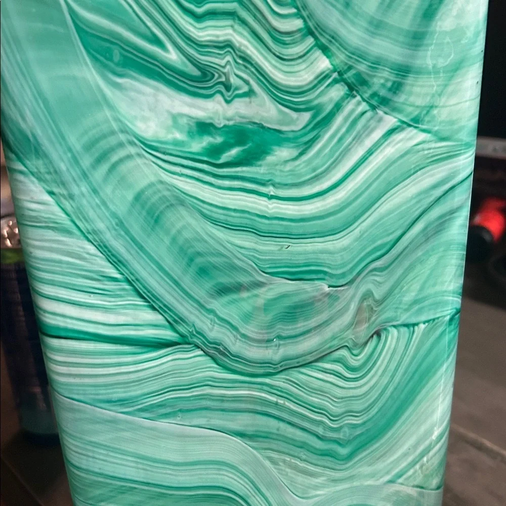 Pair of‎ Heavy Hand Blown Green Swirl Decorative Vases